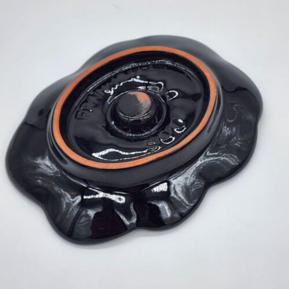 Vintage Frankoma Pottery 300 Dogwood Taper Candle Holder Black - Picture 3 of 4